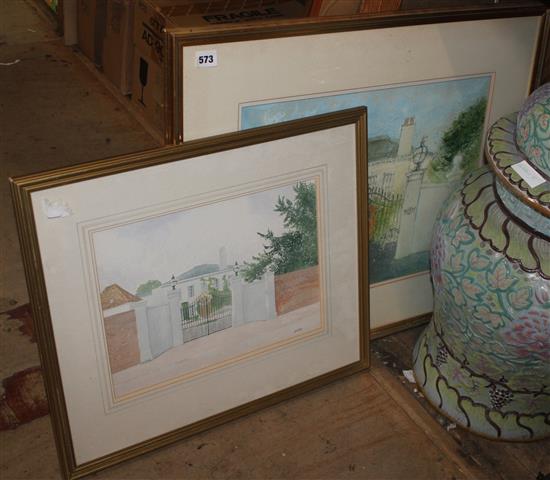 2 paintings of Datchet House and High Street(-)